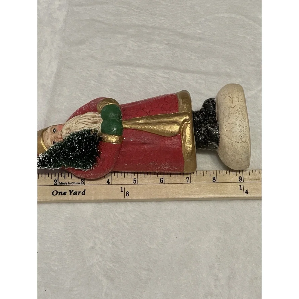 Vtg Santa Clause‎ Figure Glitter Tree Christmas Decoration Figurine Crackle